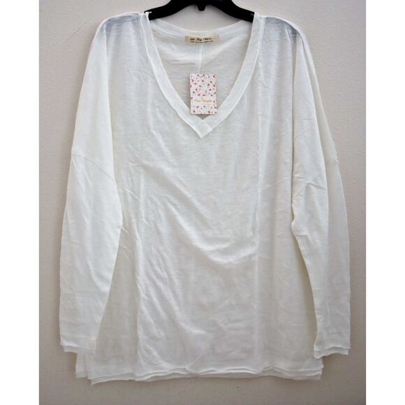 We The Free x FP OB1078864 Women's Sz Small White On My Mind V-Neck Shirt - Picture 1 of 10